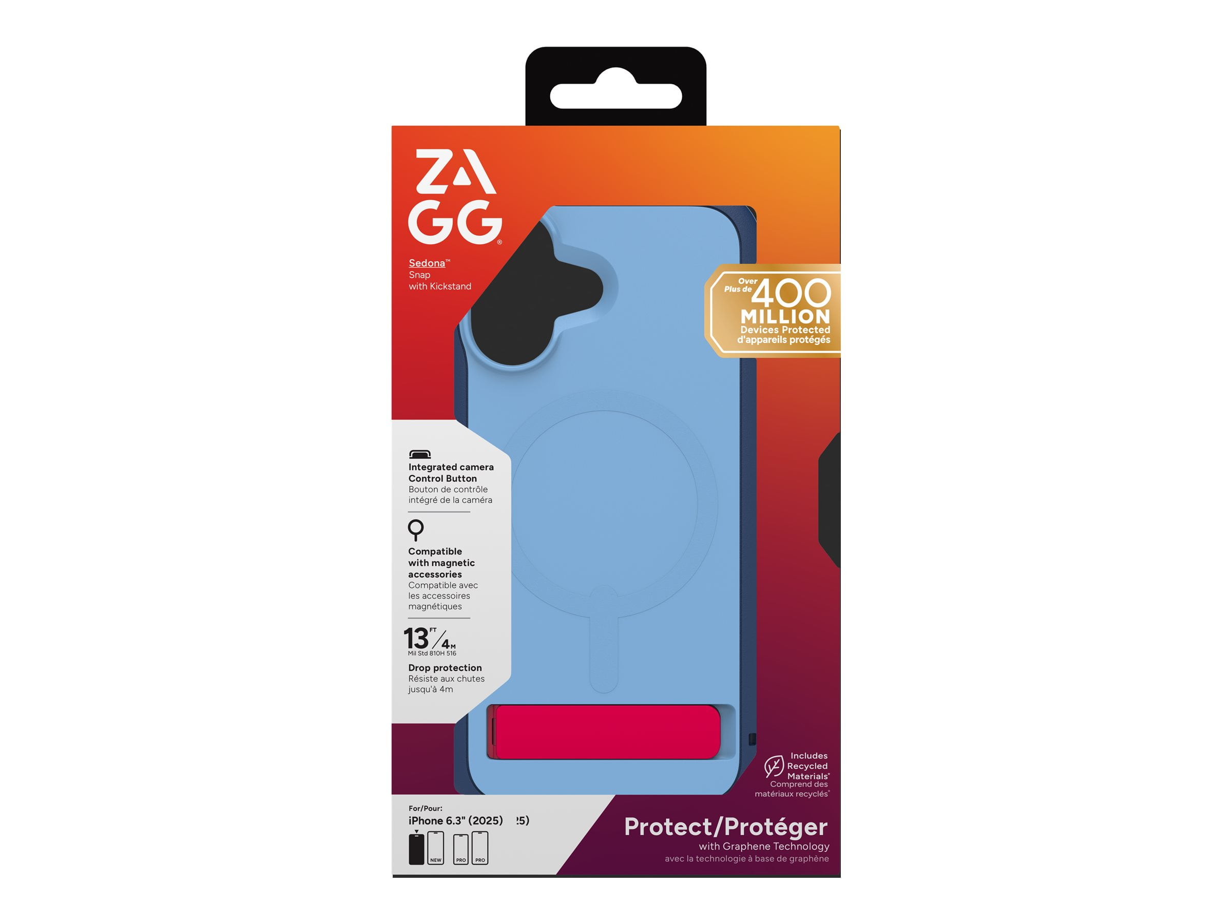 ZAGG Sedona Snap - Back cover for cell phone - with kickstand - MagSafe compatibility - graphene - royal ember - for Apple iPhone 17