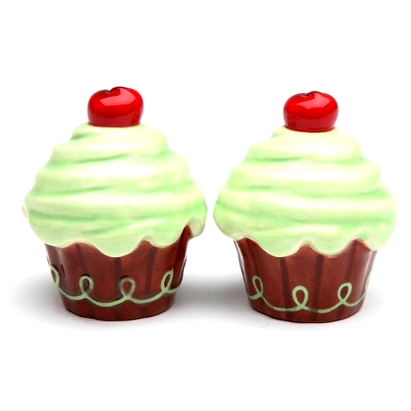 Life Is Sweet - Green Cupcake  Salt & Pepper Shaker By Robin Roderick
