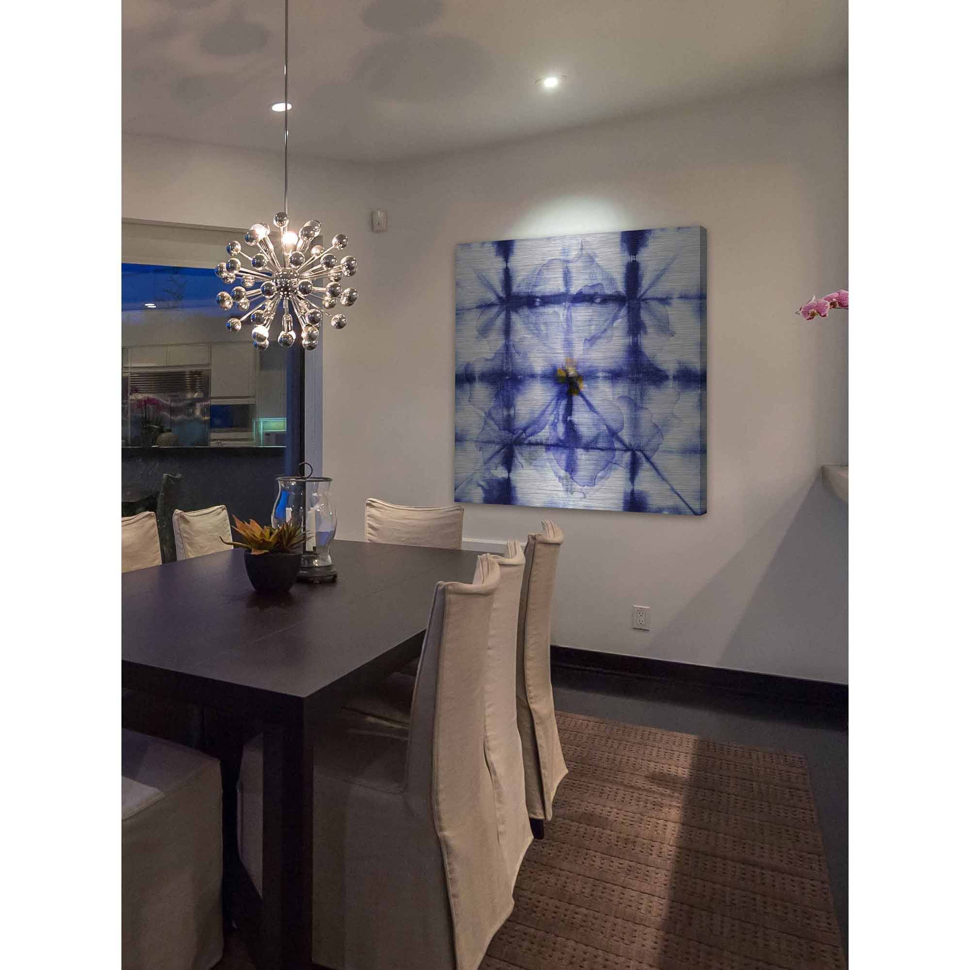Parvez Taj  'Boxed in Blue' Painting Print on Brushed Aluminum 18 x 18