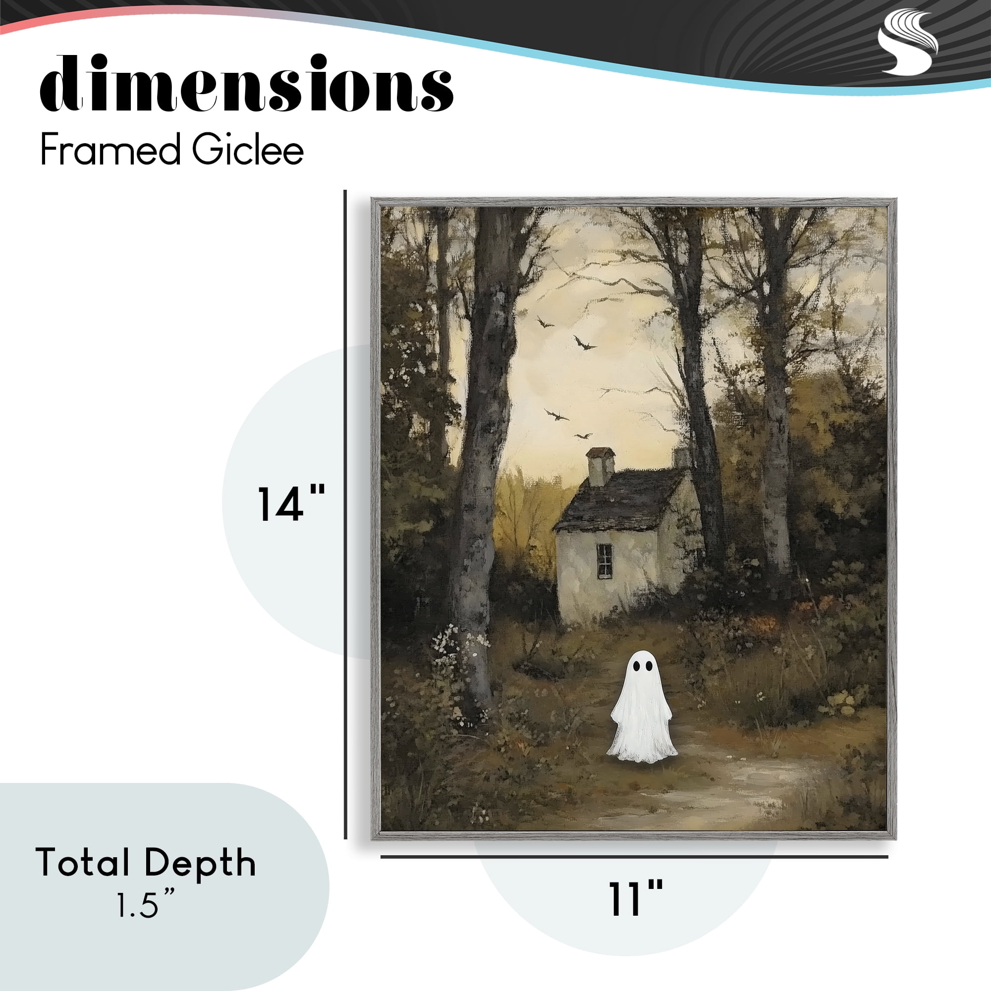 Little Ghost in Cottage Forest Gray Framed Giclee Art, design by Arlington Prints