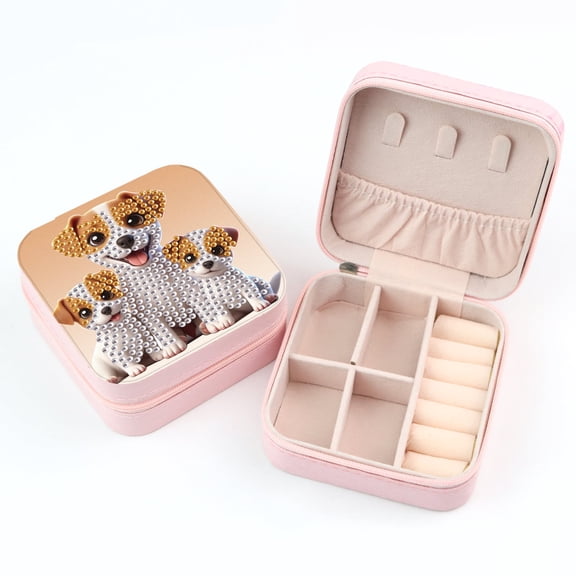 5D DIY Diamond Painting Jewellery Box, Smiling Puppy Diamond Art Storage Box Kit, Home Handmade Decoration or Creative Gifts