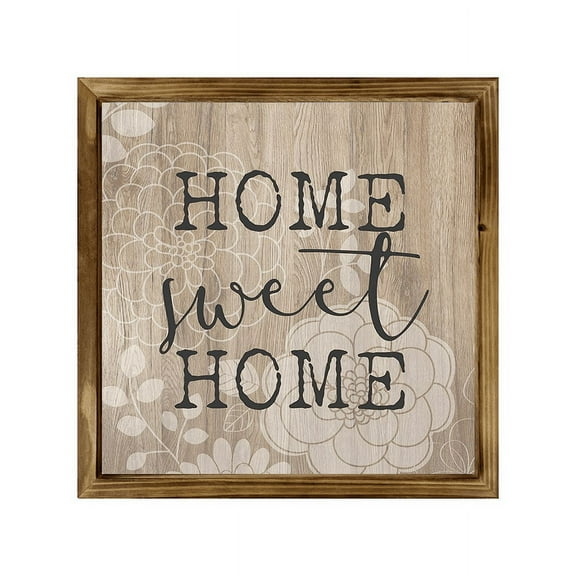 Eveokoki Home Sweet Home Square Rustic Wood Signs,Vintage Wooden Farmhouse Plaque, Large Wood Framed Wall Hanging Decor 16"