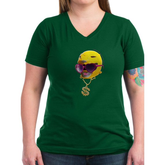 CafePress - Power Rangers Yellow Ranger Women's V Neck T Shirt - Women's V-Neck Dark T-Shirt