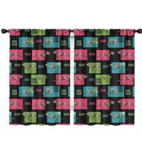 Blackout Kids Curtains,Black Cartoon Dinosaurs Skeletons Boxes Pattern Childrens Insulated Curtains Set Of 2,Bedroom Essentials,Toddler Room Decor 42"x63"