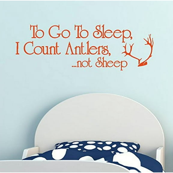 Nursery Décor To Go to Sleep I Count Antlers Wall Decals Sticker Quote, 33x11-Inch, Orange