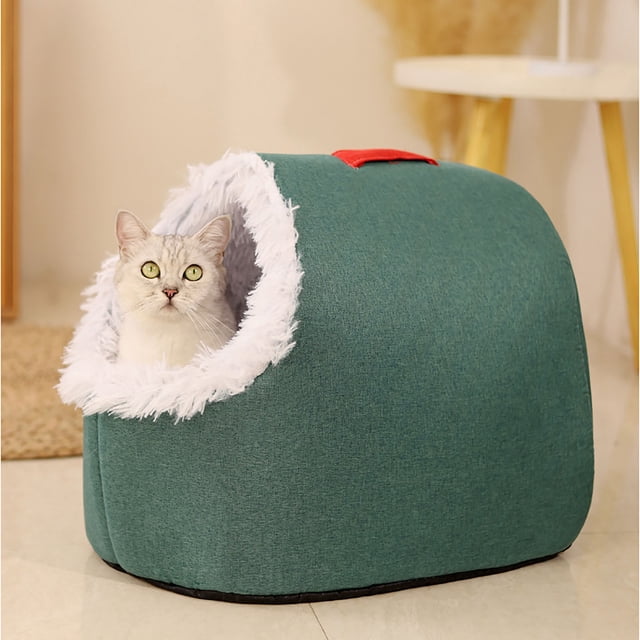 Cama cueva cálida para mascotas | Cama cerrada y aislante para perros y gatos | Cama de invierno portátil y gruesa con diseño acogedor