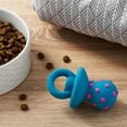 Vibrant Life Playful Buddy Pacifier Dog Toy, Latex with Plush Filling, Blue with Pink Polka Dots