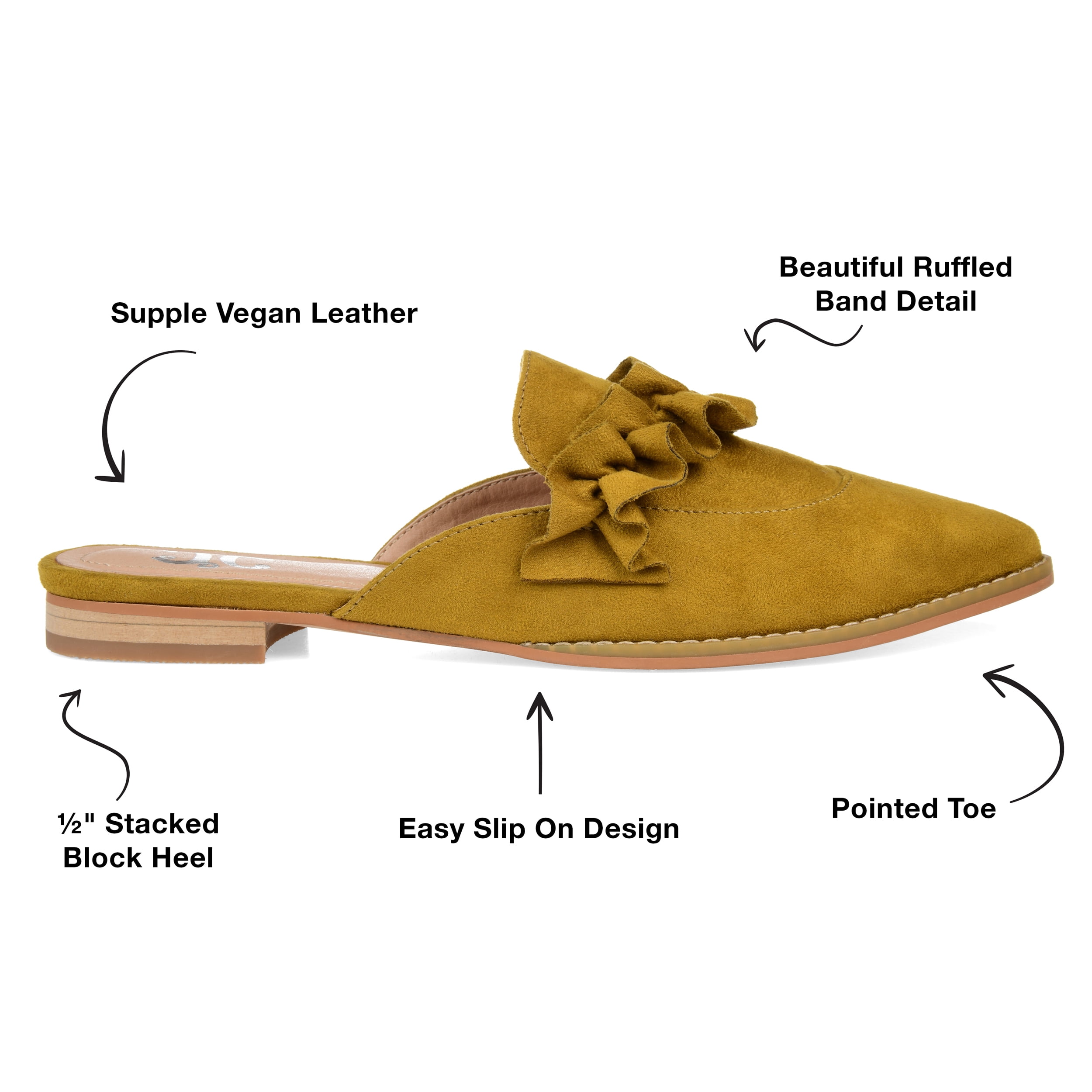 Journee Womens Kessie Slip On Pointed Toe Mules Flats