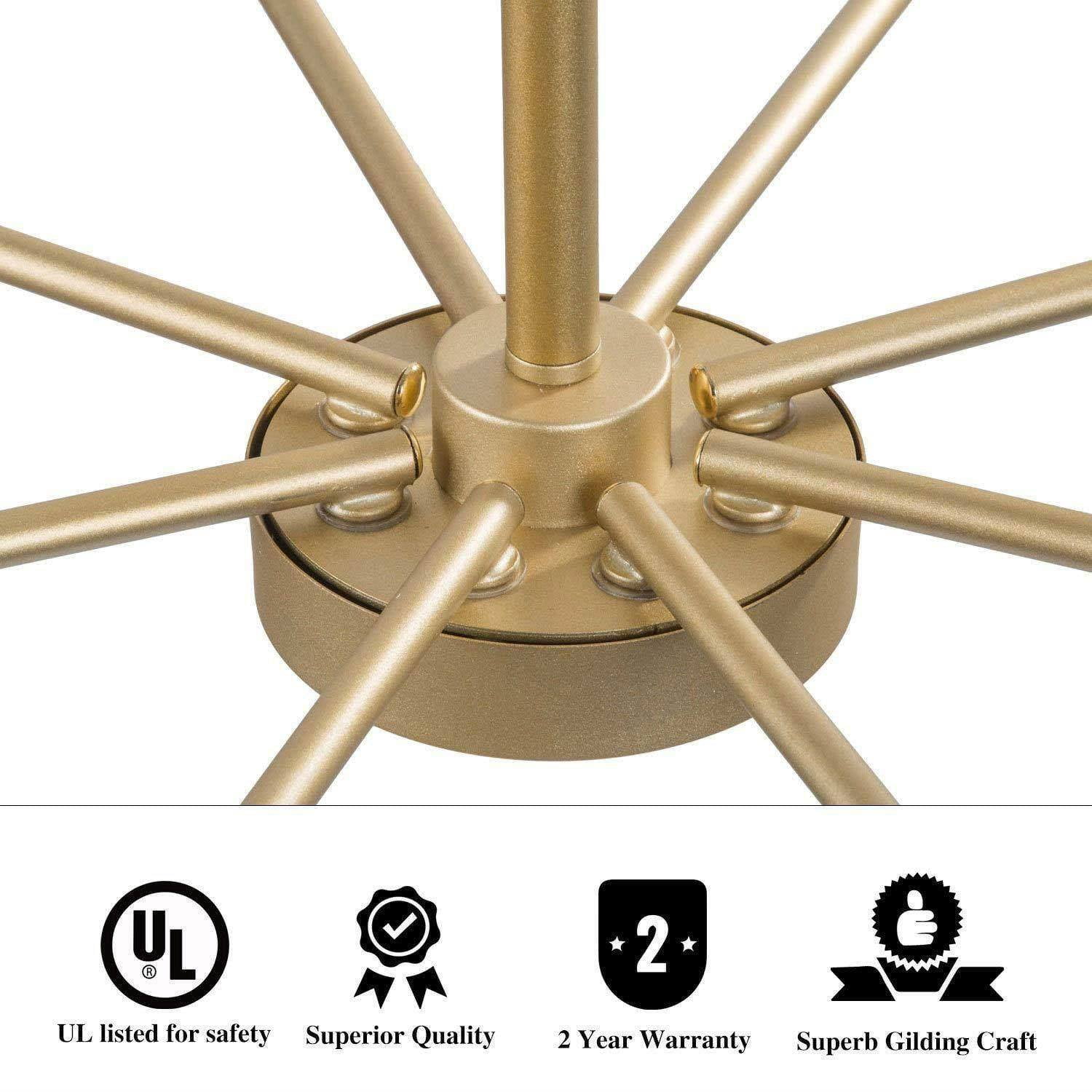 LNC 8-Light Matte Gold Candle Chandelier for Kitchen, Dining or Living Room