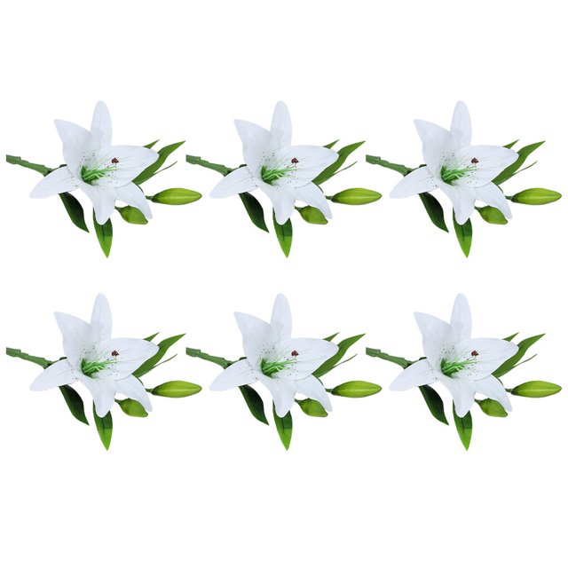 ziyahi 6 Pieces Artificial Lilys Flower Simulation Reusable Washable Vivid Decorative Bedroom artificial Plant Flowers Decor White