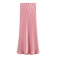 thumbnail image 3 of Pink Skirts for Women Spring Summer Skirts Satin Skirt High Waisted Maxi Cocktail Party Wedding A Line Long Skirts Maxi Skirt, 3 of 5