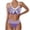 Purple, variant on Women's Bikini Set with Striped Pattern and High-Waisted Shorts - Featuring a Sweet Bow Accent and Crisp Edging Swimming Suits 2XL