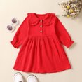 thumbnail image 2 of Staki Girls Knit Dress Toddler Girl Dress Clothes Ruffle Long Sleeve Casual Dress Cute Winter Fall Girls Dresses(Red,18-24 Months), 2 of 9