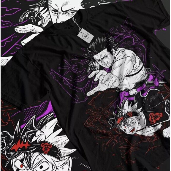 Reprint Rare Black clover Yami Sukehiro Asta Yuno T-shirt Girl Gifts Black Shirt All Size