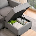 thumbnail image 4 of JERFIT Modern 4-Seat Modular Sectional Sofa with Storage Ottoman, L-Shaped Convertible Couch in Dawn Grey Burlap Fabric, 4 of 10