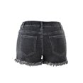 thumbnail image 3 of Women's Mid Rise Shorts Frayed Raw Hem Ripped Denim Jean Shorts, 3 of 4
