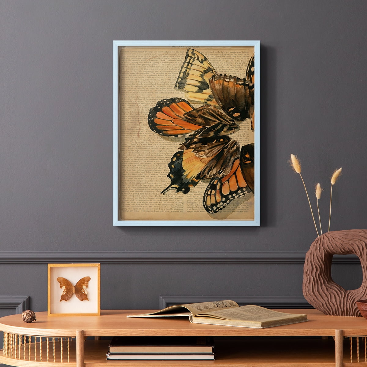Winged Wreath II Framed Print - Solid Wood in Single Picture Frame Solid Wood 2 Framed Print