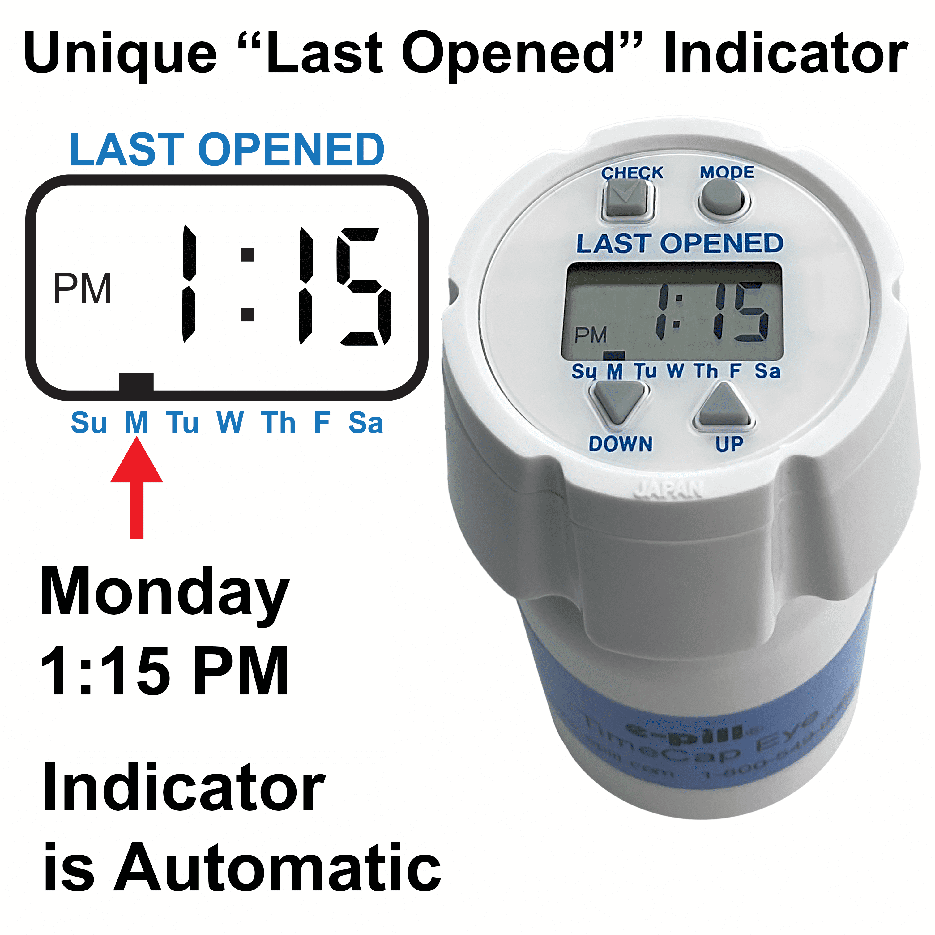 e-pill Time Cap Eye Drop Reminder and Guide - Last Opened Time Stamp - Eye Drop Dosage Tracker Bottle