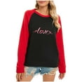 thumbnail image 5 of VALMASS Chandails Surdimensionnés de la Saint-Valentin pour Femmes Manches Raglan Col Rond Hauts Décontractés Amples Imprimés Chandail Blouses (m, Noir-g), 5 of 5
