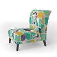 thumbnail image 2 of Designart "Geometric Pattern With Leaves And Flowers" Upholstered Mid-Century Accent Chair - Arm Chair, 2 of 5
