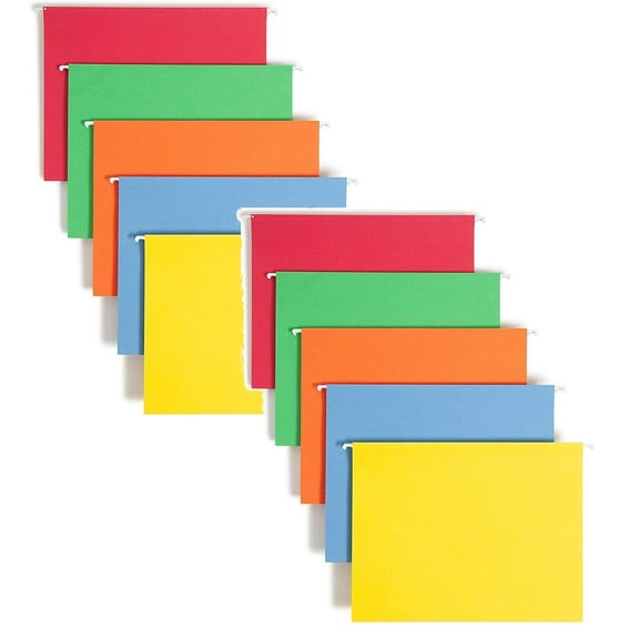 Basics Hanging Organizer File Folders for Efficient Filing, Assorted Colors, Letter Size (Pack of 2)
