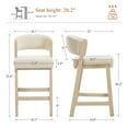 thumbnail image 4 of Zesthouse 26.2″ Counter Height Wooden Bar Stools Set of 2, Linen Upholstered Barstools with Curved Backs, Thick Cushion, Yellow Greenish Finish Wood Legs, Modern Bar Chairs for Kitchen Island, Beige, 4 of 12