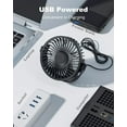 thumbnail image 3 of USB Desk Fan, 5 Inch  Portable, 3 Speeds Strong Airflow Personal Desktop, Detachable Cooling Fan 360°  Quiet Small Fan for Desk Home Office Travel Car, Black, 3 of 6