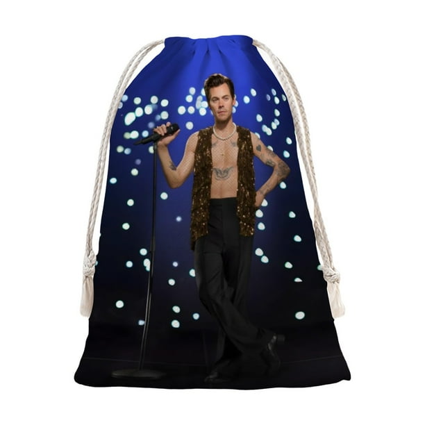 Harry Styles Bolsa de regalo con cierre de cinta navideño para decoración de Navidad,50cm×80cm.