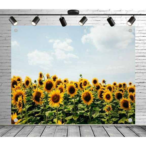 7x5ft Floral Backdrop Bright Sunflower Field Photo Backdrop Garden Background Decoration Banner for Theme Party Wedding Birthday Baby Shower Photo Booth Studio Props