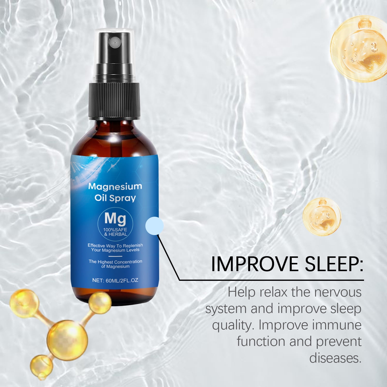 Alvantor Magnesium Oil Spray for Deep Sleep, Muscle Relaxation & Cramp Relief, Easy to Absorb Topical Spray, 2fl.oz