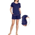 thumbnail image 4 of MINTREUS Pajama Set for Women 2 Piece Lounge Set Short Sleeve Tops and Shorts Soft Sleepwear with Pockets S-2X, 4 of 8