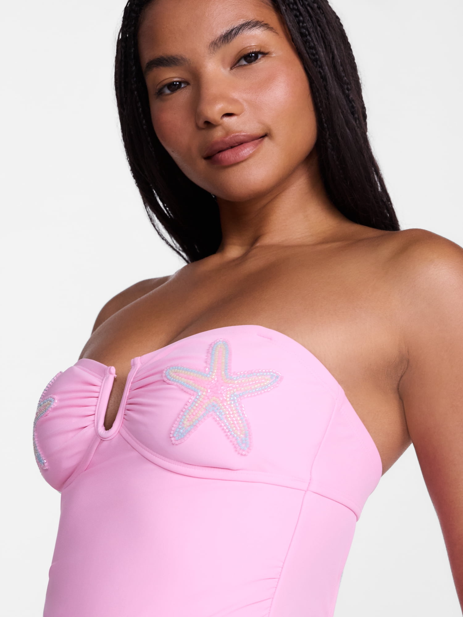 No Boundaries Sun Coast Beaded Starfish One Piece Swimsuit, Women's XXS-XXL
