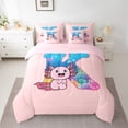 thumbnail image 2 of Manfei Girl Personalized Gifts 7pcs Bedding Comforter Set,Colorful Letter K Queen Bedding Sets,Cartoon Axolotl Watercolor Croal Queen Sheet Sets For Princess,Lightweight Room Decoration Reversible, 2 of 8
