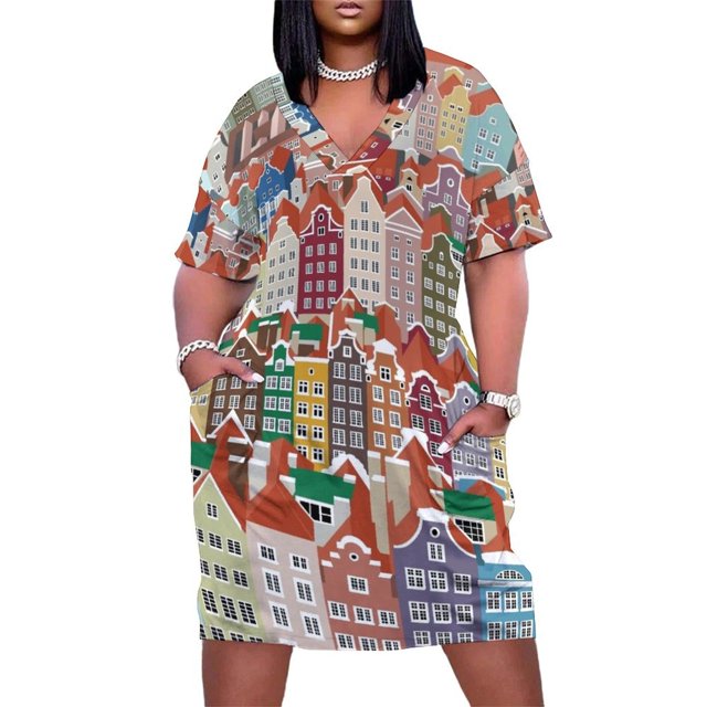 Vestido de fiesta de verano con bolsillos sueltos y coloridos de City para mujer 2025