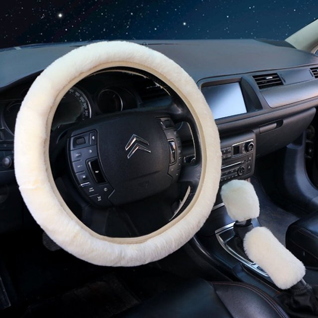 Funda para volante de coche de felpa anticonejo, gruesa, cálida, unisex, multicolor opcional