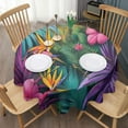 thumbnail image 3 of Colorful Tropical Leaf Pattern Round Tablecloth 60"x60",Wrinkle Wipeable Table Cloth for Kitchen Dining Room Picnic Patio Party, 3 of 6