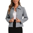 thumbnail image 1 of Abrigo de invierno de mujer Inspire Chic con contraste, cuello de solapa, bolsillo y botón simple, talla XL, gris, 1 of 6