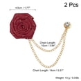 thumbnail image 2 of Uxcell Bridegroom Brooches Rose Flower, Cloth Lapel Pin Handmade with Fashion Gold Trim/Chain, Burgundy 2 Pcs, 2 of 6