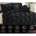 thumbnail image 2 of Mocassi 10pc Bed-in-a-Bag Infinity Design Comforter Set, Ultra Soft Bed Set Featuring Decorative Pillows and Fitted Sheet with Storage Pockets, Infinity Comforter, King, Black Onyx, 2 of 5