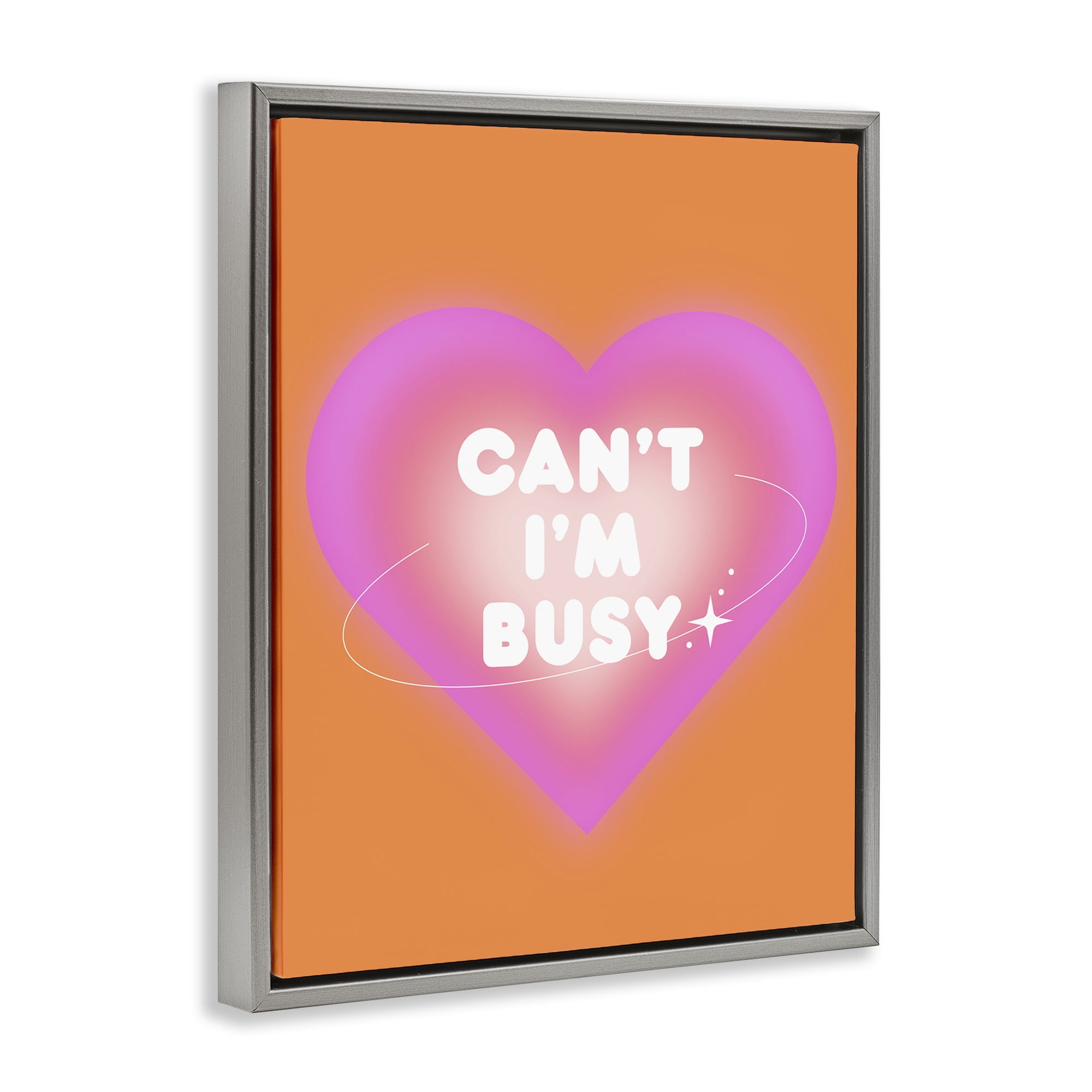 Stupell Industries Can't I'm Busy Phrase Text & Numbers Painting Gray Floater Framed Canvas Art Print Wall Art, 25 x 31