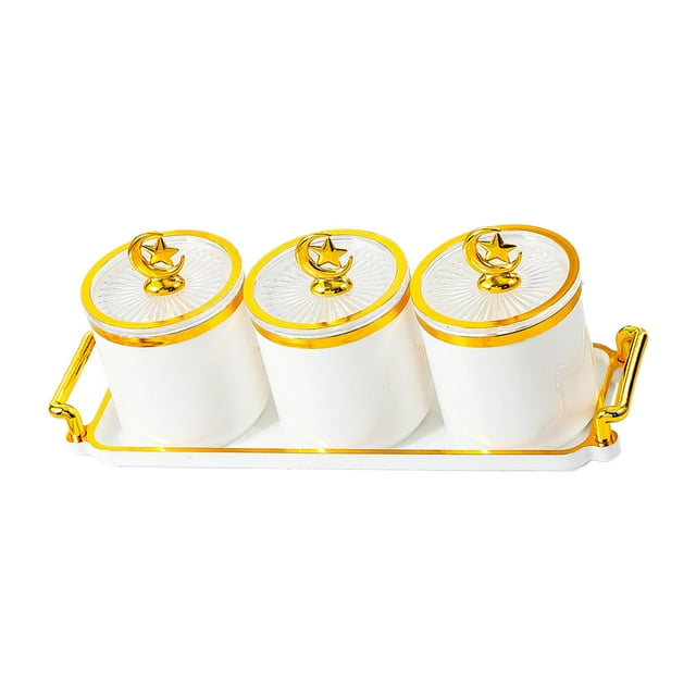 Plato para servir refrigerios de frutas secas, plato para dulces y nueces, recipientes para condimentos, bandeja para refrigerios para sala de estar, 3 rejillas blancas