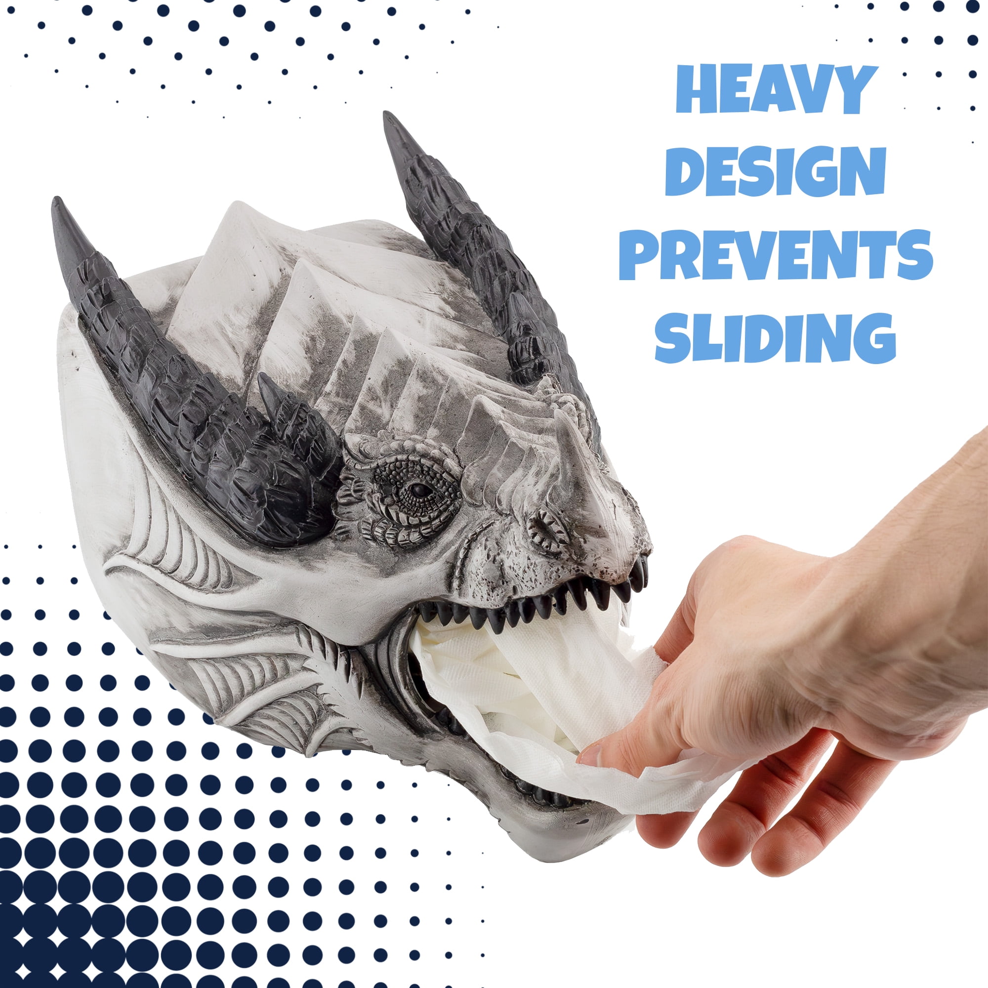 Toy Vault Dragon Tissue Box Cover, Flaming Dragon Resin Tissue