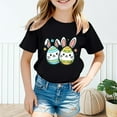 thumbnail image 2 of Kids Easter Shirt Cute Bunny Egg Graphic Tees Short Sleeve Regular Fit Casual Holiday Outfits Little Boys Girls 2-8T Black, 5-6 Years, 2 of 4