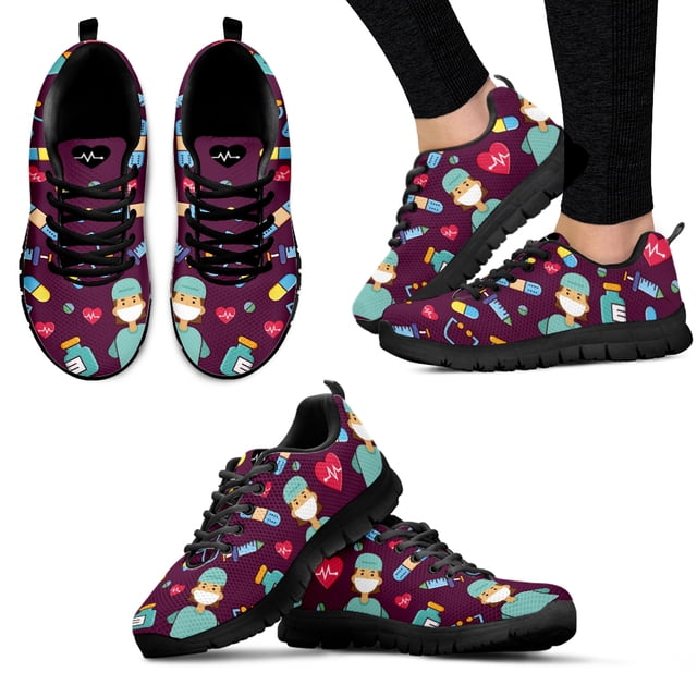 Zapatillas de deporte ligeras de malla con estampado médico y hospitalario para mujer, zapatos de enfermería informales y bonitos para primavera