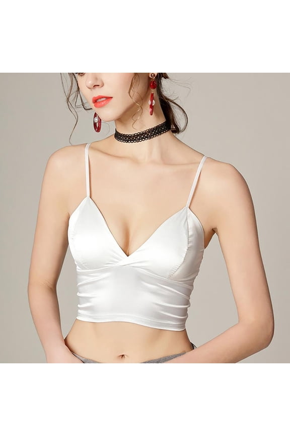 Glossy Wrapped Chest Bra Slings Women Slings Bra V-neck Triangle Cup Underwear Wirefree Lightly Lined Triangle Bralette Vest