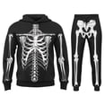 thumbnail image 4 of Kids Skeleton 2 Piece Tracksuit, Hoodie Jogger Pants Halloween Set, Soft Outfit with Pockets for Trick or Treat, School Parade, Fall Daily Wear(Black3/3-4 Years), 4 of 4