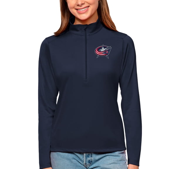 Women's Antigua Navy Columbus Blue Jackets Tribute Quarter-Zip Pullover Top