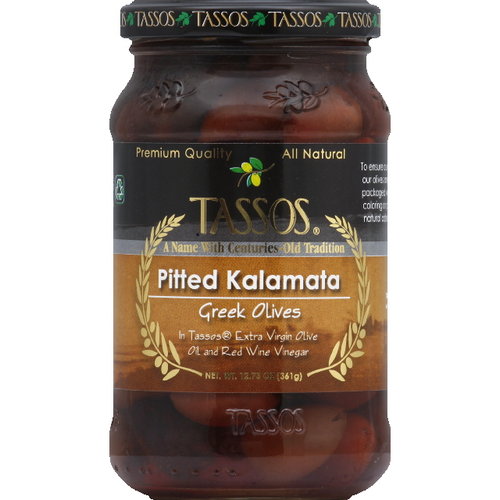 Tassos Pitted Kalamata Greek Olives, 13.1 oz (Pack of 6)