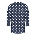 thumbnail image 7 of Ltctricy T Shirts for Women Ruffle 3/4 Length Sleeve Crew Neck Quarter Button Printed Casual Loose Tunic Tops Graphic Tee Blouses(Navy,Large), 7 of 7
