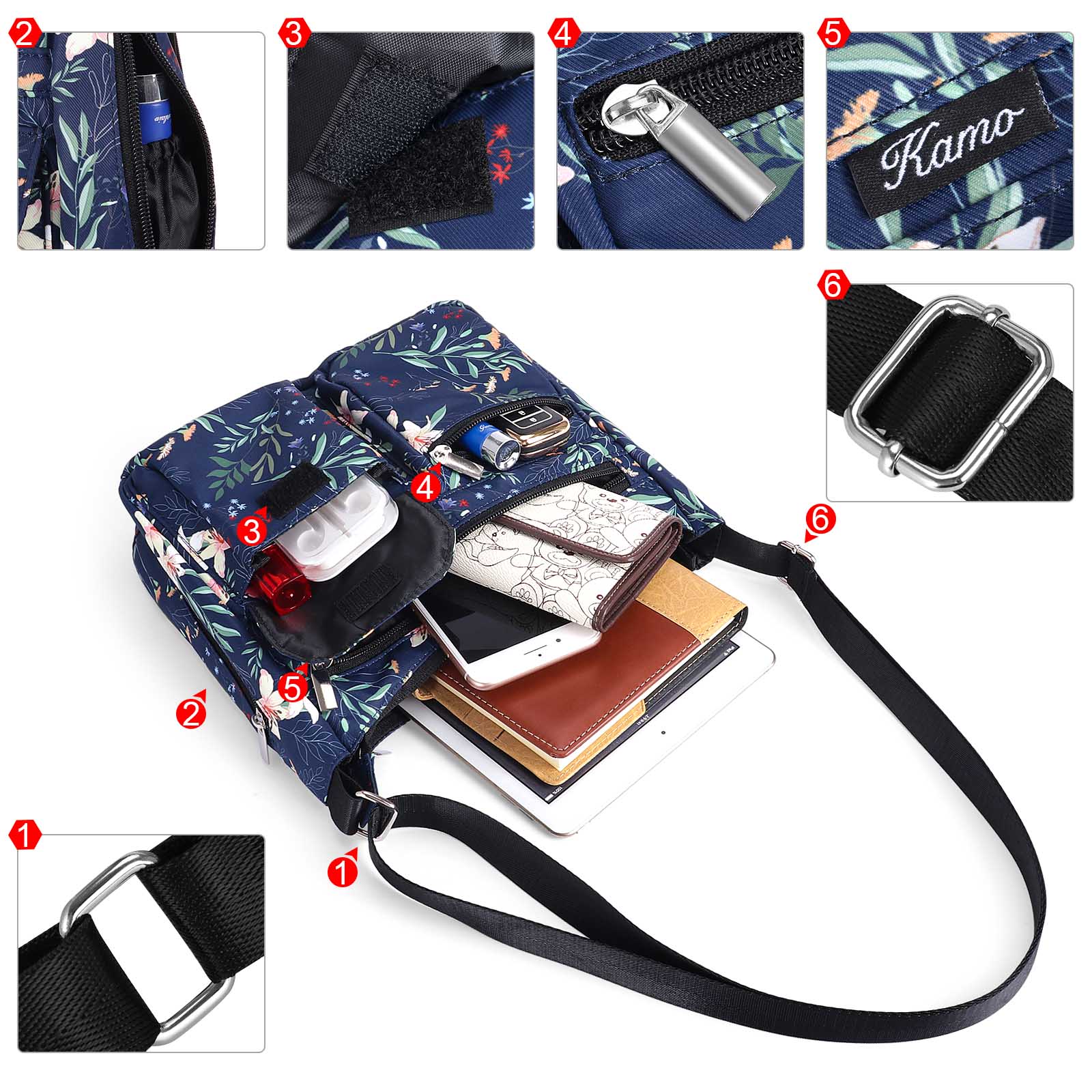 Generic Peakelite Women's Medium Flap Crossbody Purse, Shoulder Bag, Travel Crossbody Bag, Multiple Compartment, Navy